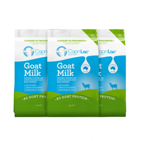 【澳洲直邮】【3袋装】Caprilac Goat成人高钙羊奶粉 1kg*3袋 保质期2025.1
